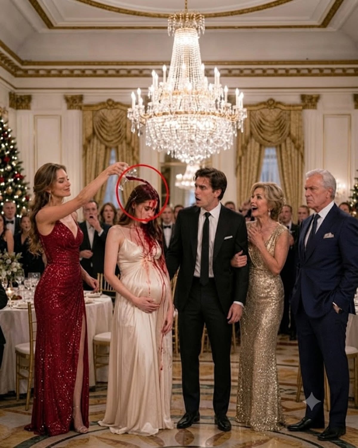 The pregnant wife was brutally humiliated by her husband’s mistress and mother-in-law at their lavish Christmas party, leaving her in tears until a silent, powerful figure walked through the door—her own billionaire father, ready to burn their entire world down to the ground tonight