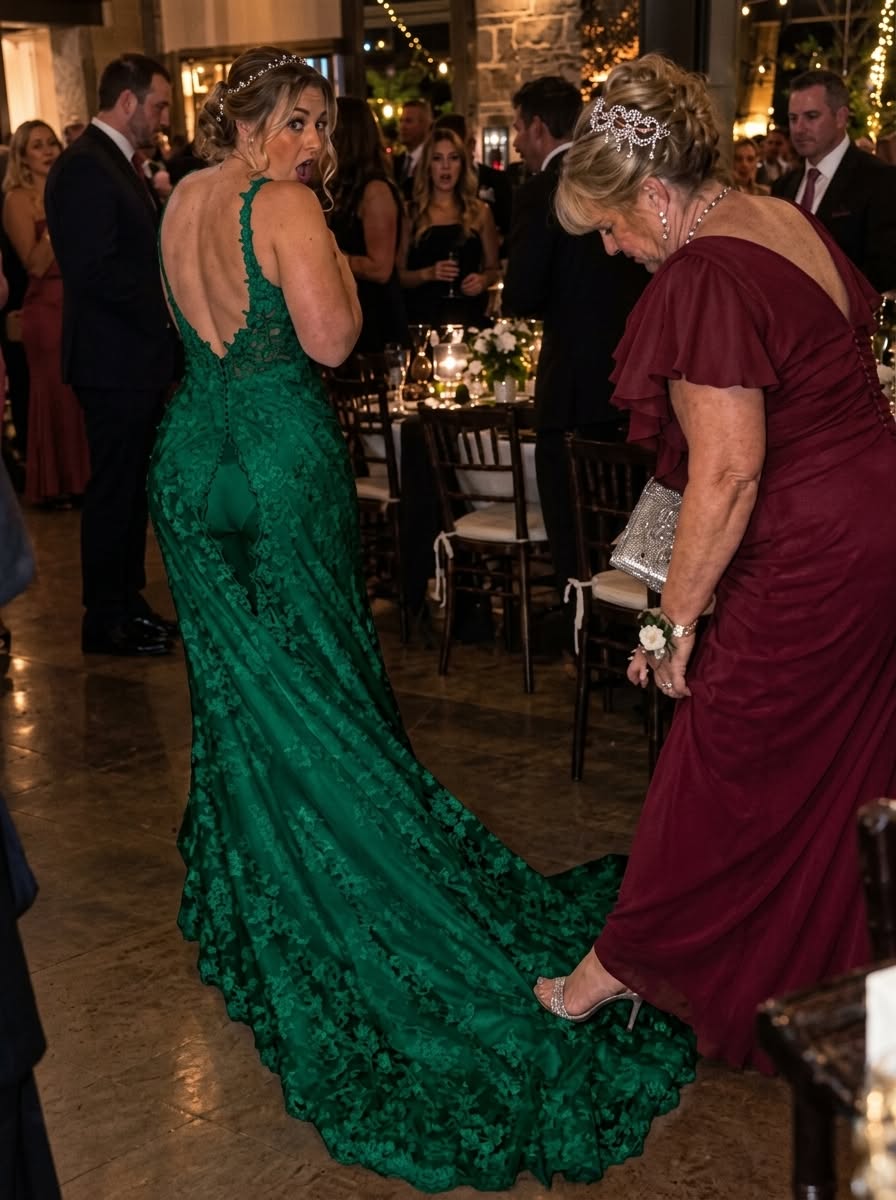 My MIL stepped on my wedding dress and tore it open in front of our guests—what my husband did after seeing one photo made her turn white.