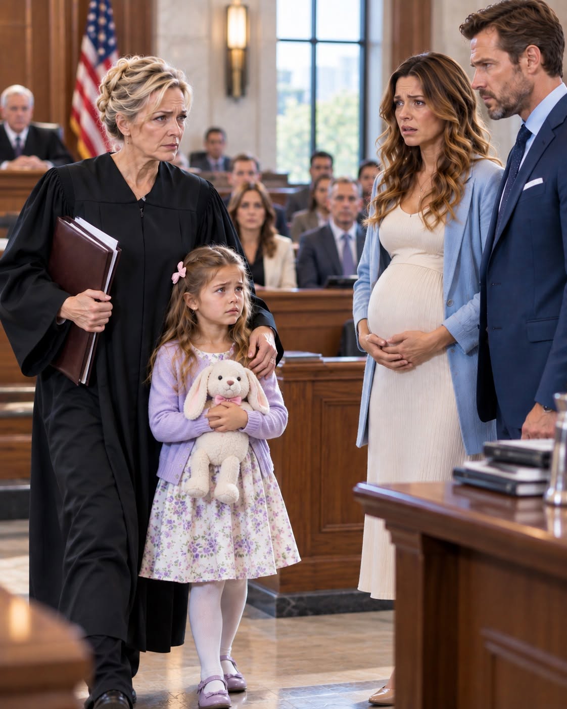 A pregnant wife asked the judge for a divorce and offered to give her husband everything while his mistress sat nearby smiling. But the entire courtroom fell silent when the judge brought in a little girl who had revealed what her father and the “cruel lady” had done.