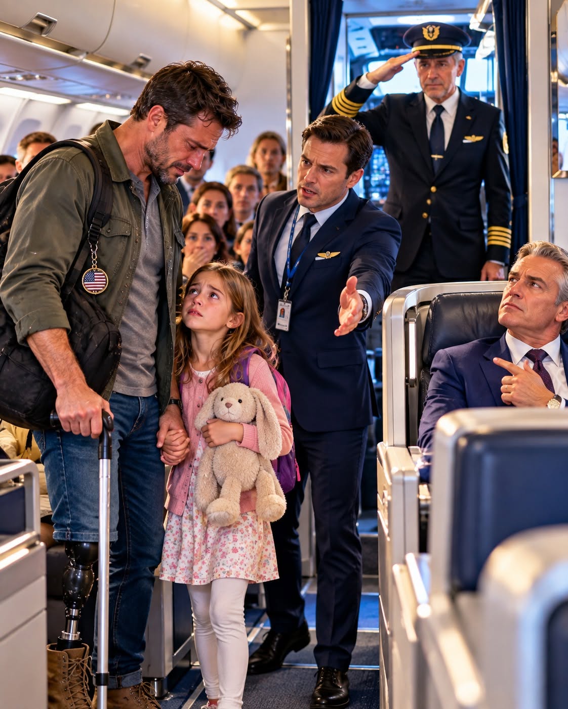 My seven-year-old daughter and I had saved nearly two years for two first-class seats, but after an equipment change left the cabin oversold, a gate agent decided we were the easiest passengers to move for a wealthy corporate traveler.