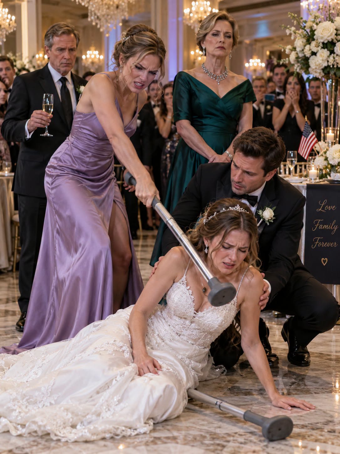 At My Wedding Reception, My Sister Ripped Away My Crutch and Struck My Injured Leg While My Mother Watched Me Collapse—But None of Them Knew the Venue’s New Security System Had Recorded Every Second, and the Man Standing Quietly in the Corner Was About to Change Everything