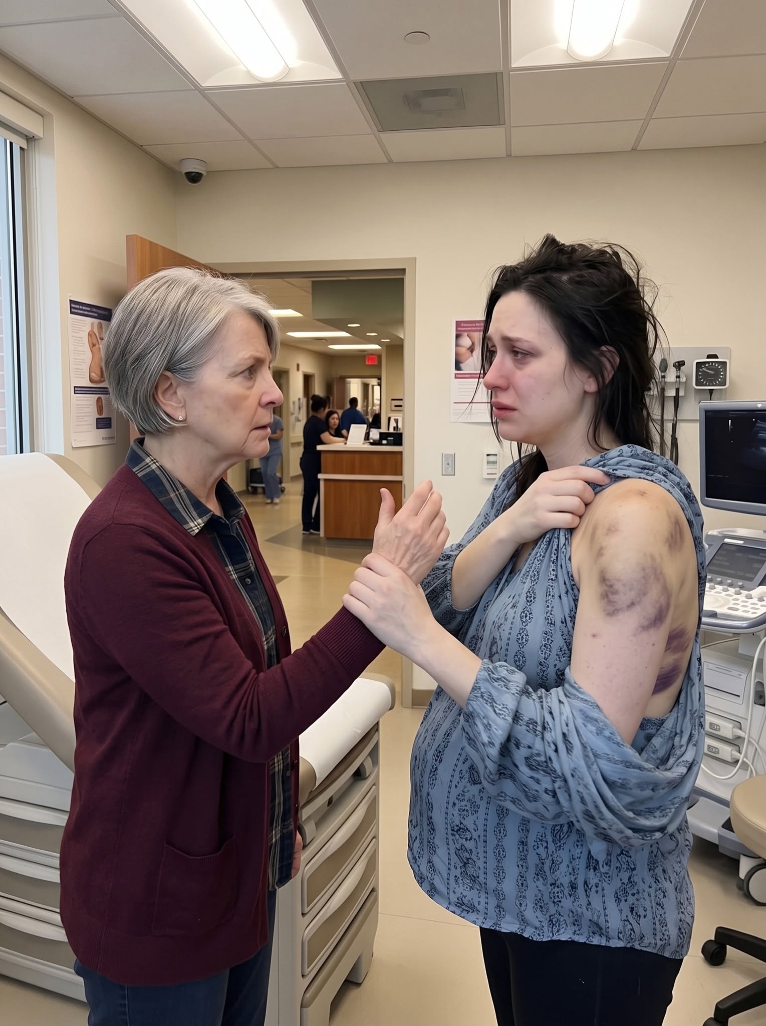 I went to the nation's most respected maternity hospital expecting to help my pregnant daughter prepare for her final ultrasound. Instead, when her blouse slipped from her shoulders, my years in the Army saw the truth before my heart could accept it. Then she grabbed my hand, whispered, "Mom... please. He runs this hospital. If I leave him, he promised I won't survive the C-section," and in that moment, I quietly declared a war her husband never saw coming.