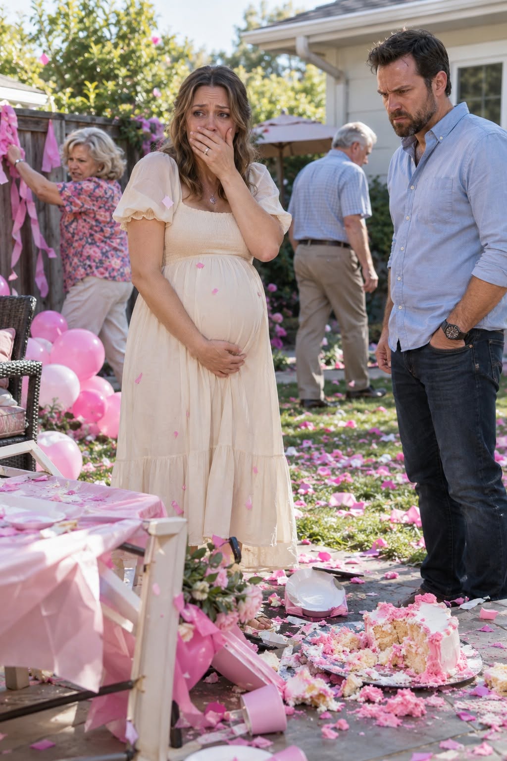 The moment the pink confetti exploded over our backyard, my husband shouted, “ARE YOU KIDDING ME? ANOTHER GIRL?”