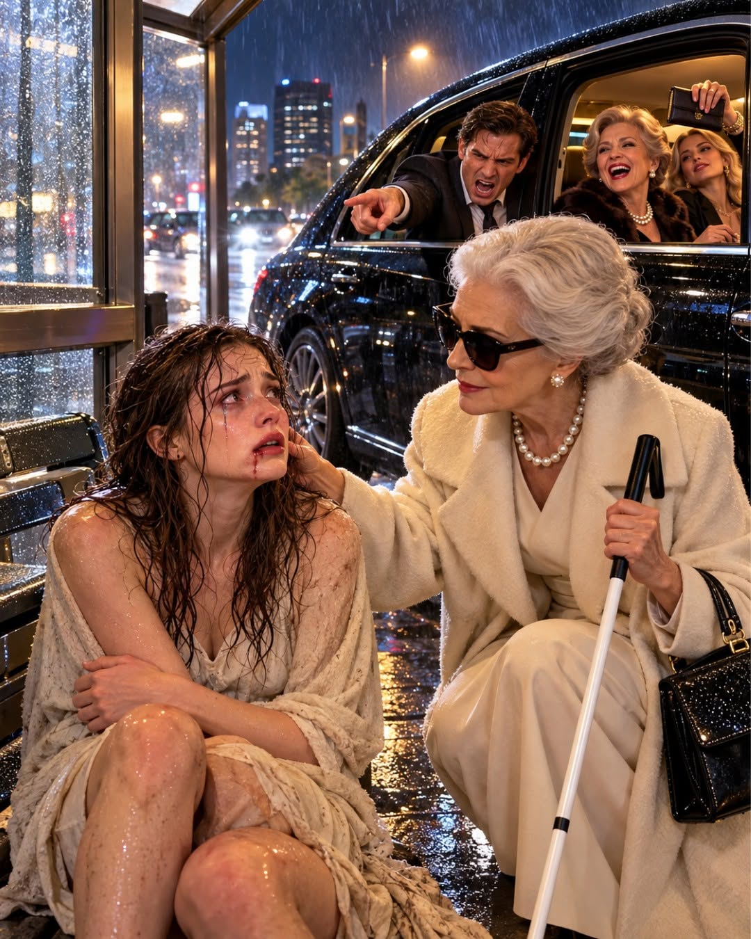 After My Husband Abandoned Me at a Bus Stop Without Money to “Teach Me a Lesson,” a Blind Elderly Woman Said, “Pretend You’re My Granddaughter. My Driver Is Coming. Your Husband Will Regret Leaving You Here... I’m the Richest Woman in This City.”