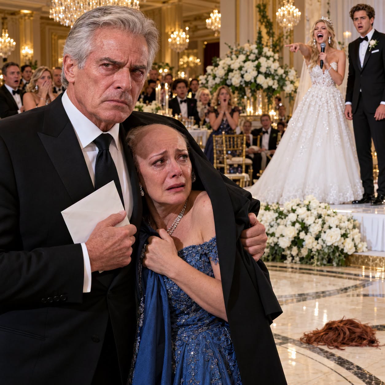 My daughter-in-law humiliated my cancer-stricken wife at my son’s wedding by ripping off her wig on stage and laughing into the microphone. She thought my wife had nothing left to defend herself with. She forgot about the sealed envelope I carried into that ballroom.