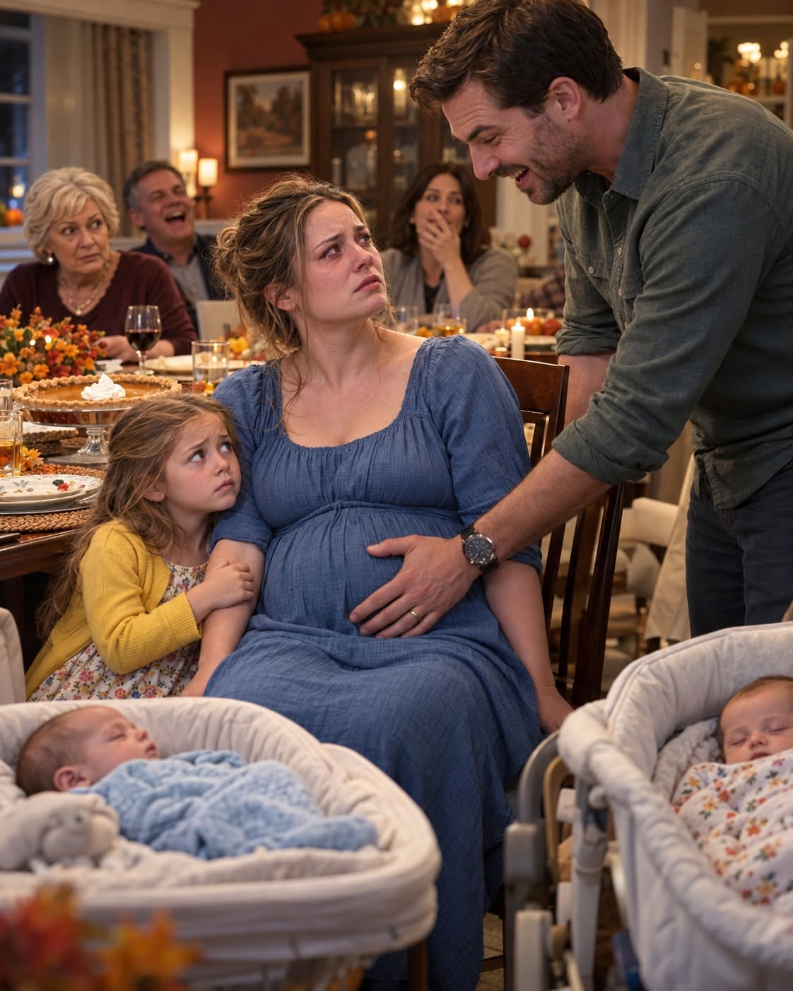 My husband made fifteen people laugh at my stomach six weeks after I gave birth to our twins.