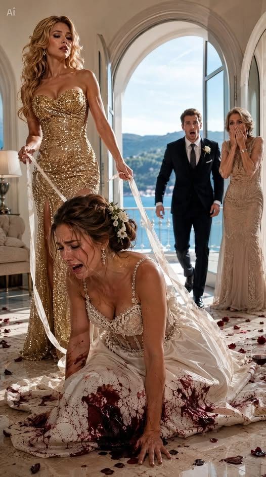 On my wedding morning, my half-sister tightened an heirloom pearl corset around me. As she yanked the last lace, a agonizing pain pierced my ribs—the internal metal frame had violently snapped inward. I choked for breath, pleading for help, while she just smirked. A week later, police raided her penthouse. A single question from the detective left her paralyzed with fear: “Do you know what the neurosurgeons found lodged against her spine?”
