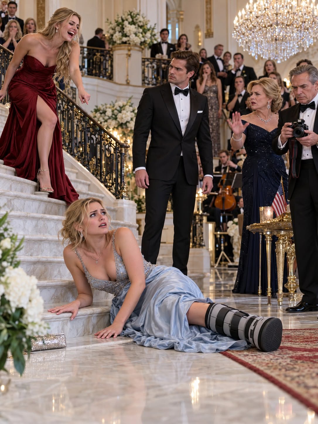 “Get up, Merritt. It was a joke!” My sister laughed above the marble staircase while I lay below, my surgical brace twisted sideways, my foot numb. Mom told guests to stop staring. Dad asked whether the photographer had captured my fall. The quartet stopped playing. Then my sister’s fiancé turned toward her, disgust written across his face. He finally spoke....