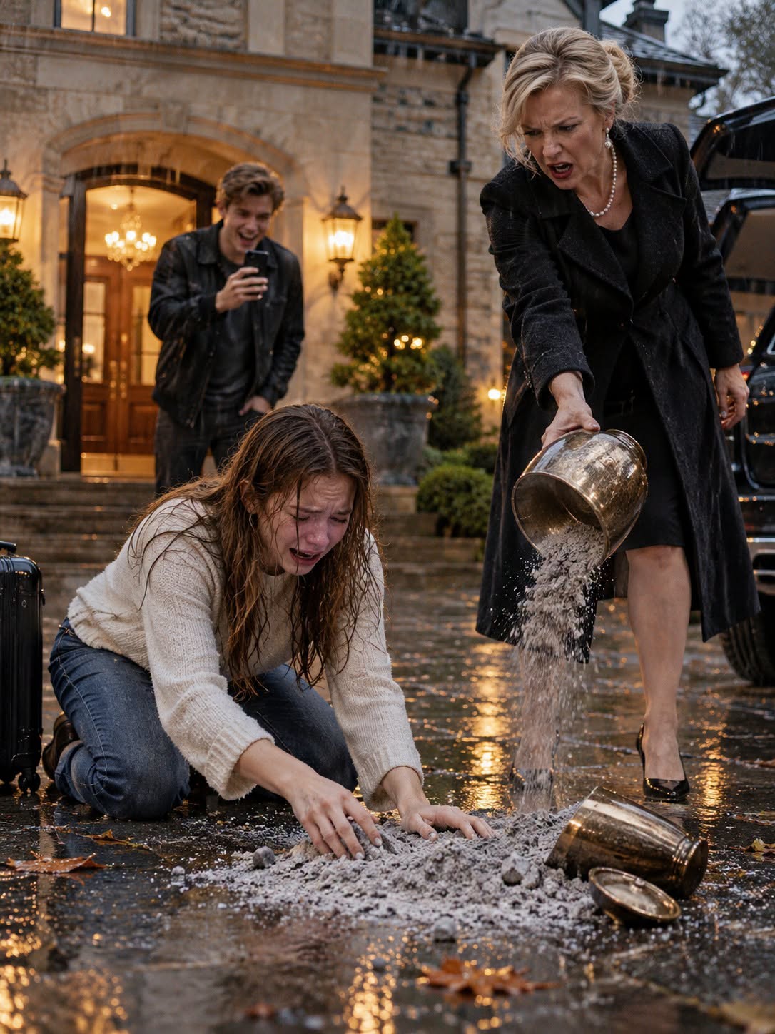 Cast out and humiliated while gathering her mother’s scattered ashes from wet asphalt, a young woman carries nothing but grief and a tiny brass key her dying father pressed into her hand—unlocking a hidden legacy, a web of quiet betrayal, and a truth so dangerous they risked everything to bury it forever.
