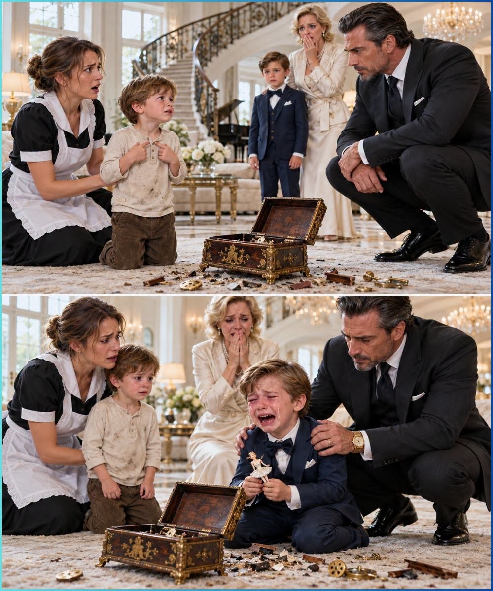 The maid’s little boy confessed to breaking the dead woman’s music box, and the mafia boss’s son suddenly burst into tears