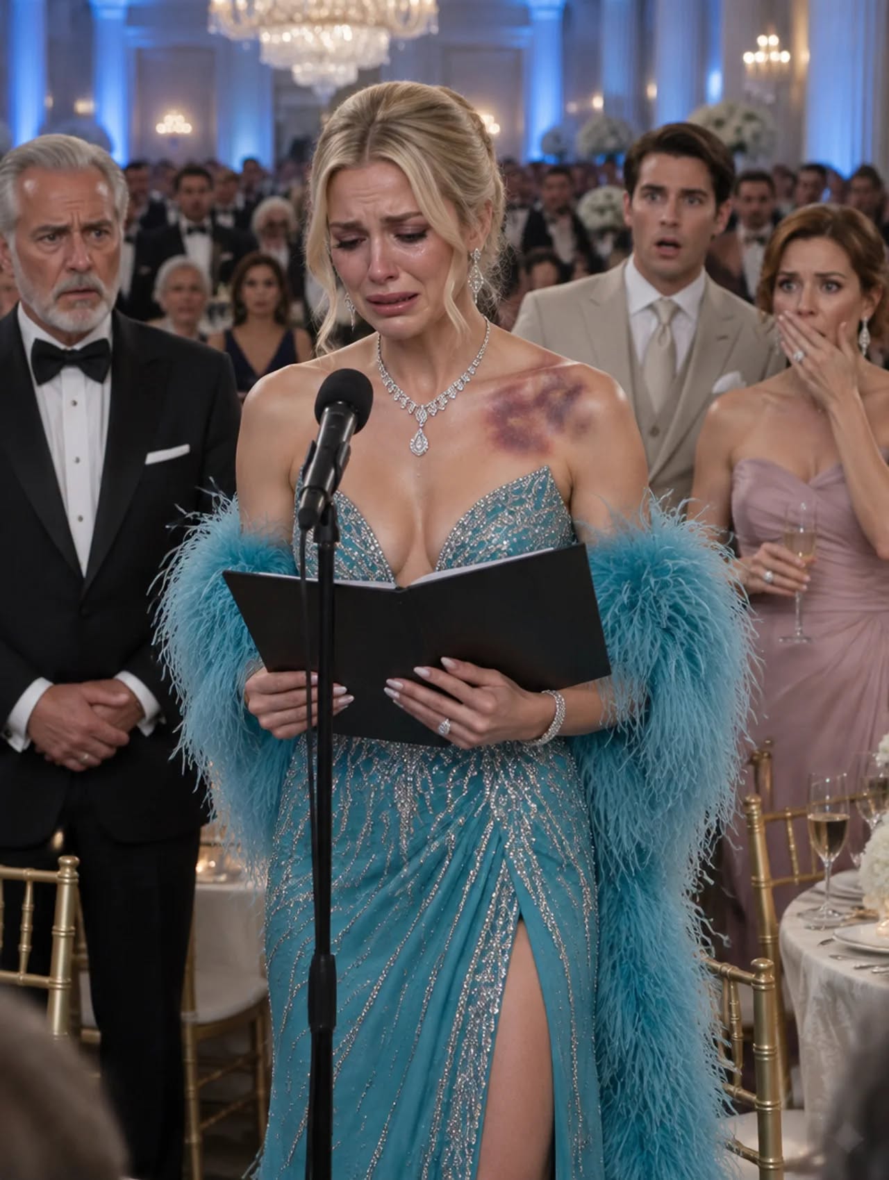 At my husband's company party, he stru:ck my shoulder and whispered, “Go home. She belongs beside me tonight.” His mistress stood nearby in a tight red gown, pretending not to hear. I adjusted my dress and said, “No. I think I’ll stay for the announcement.”