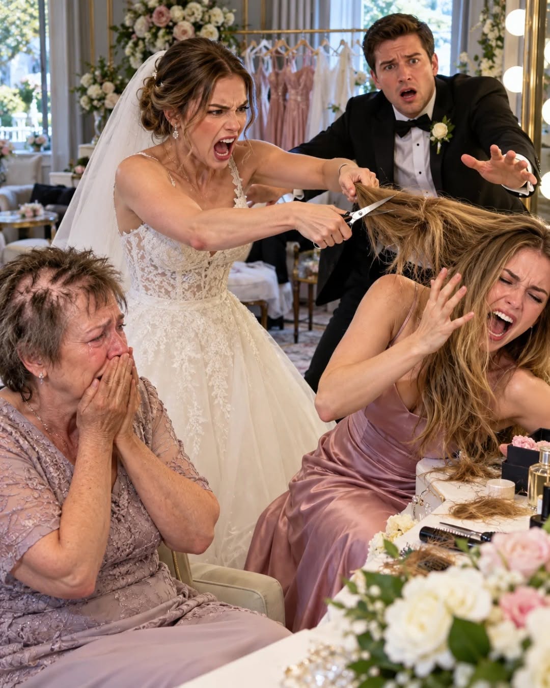 Two Hours Before My Wedding, My Mother Arrived Crying With Her Hair Destroyed. My Fiancé Called It a Joke, But What I Did Next Left Everyone Speechless.