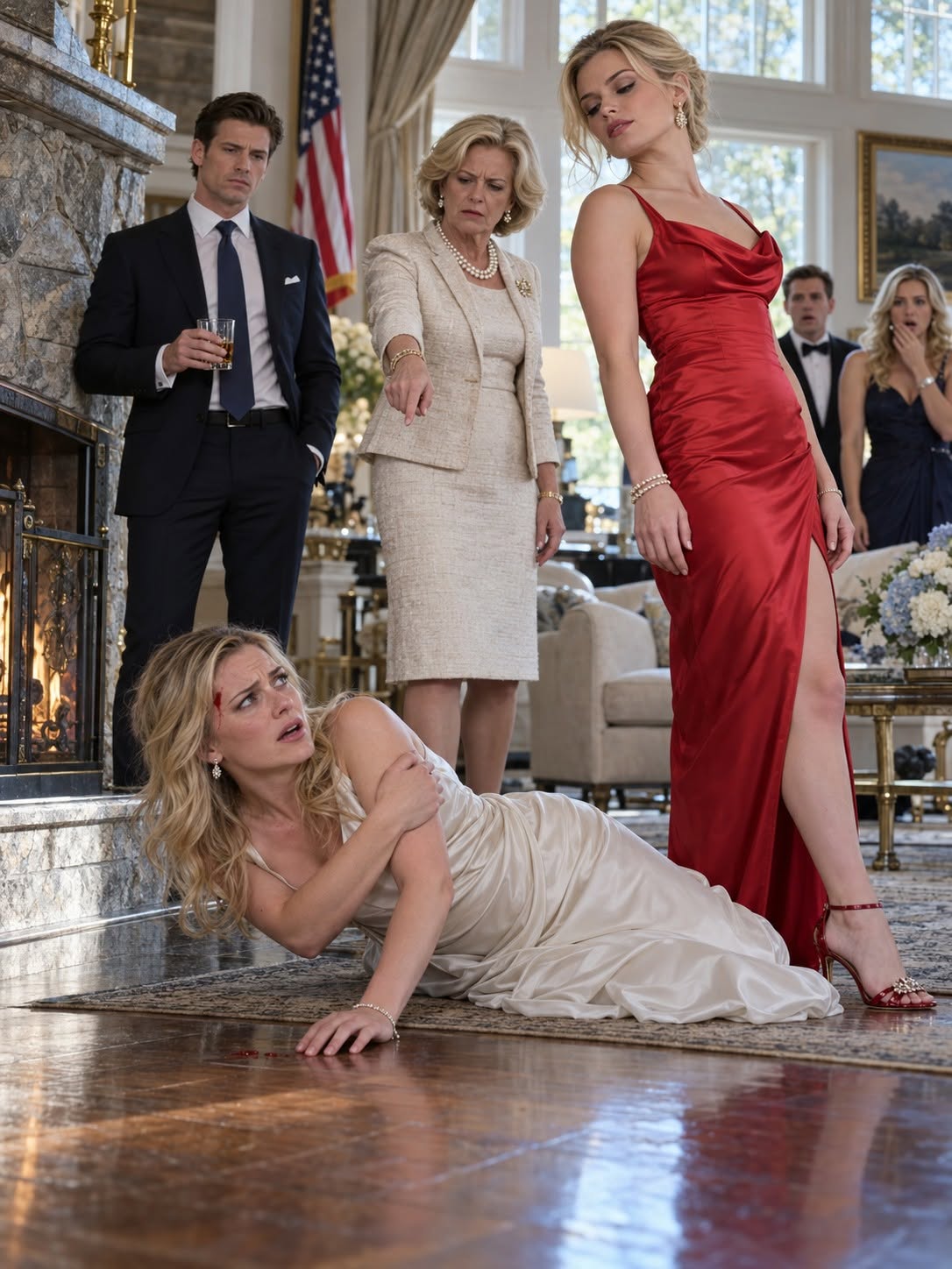"GET OFF MY FLOOR!" my mother-in-law snapped as blood spread beneath my head beside her granite fireplace. My sister-in-law had kicked my ankle, breaking my collarbone, while my husband watched over his scotch. "She's always dramatic," he muttered. I couldn't lift my arm. But four hours later, a doctor's blood test exposed the secret they'd carefully buried for six months....