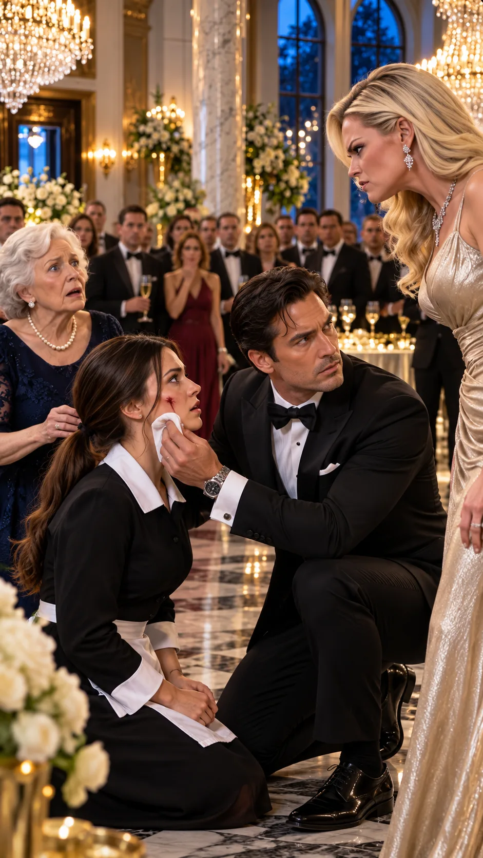 THE SLAP WAS MEANT FOR AN 81-YEAR-OLD WIDOW—BUT THE MAID TOOK IT INSTEAD, AND WHAT THE BILLIONAIRE DID NEXT SILENCED THE ENTIRE ROOM