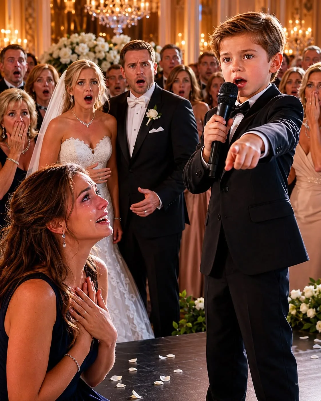 "My brother’s wedding was supposed to be one of the happiest nights of our lives. Instead, it became the night my own family turned me into a public joke—and the night my nine-year-old son stood in front of two hundred guests and said something so shocking that an entire ballroom fell silent. What happened next threatened to expose a family secret that had been buried for years, and I can still remember the look of fear that crossed their faces when they realized he was about to speak.