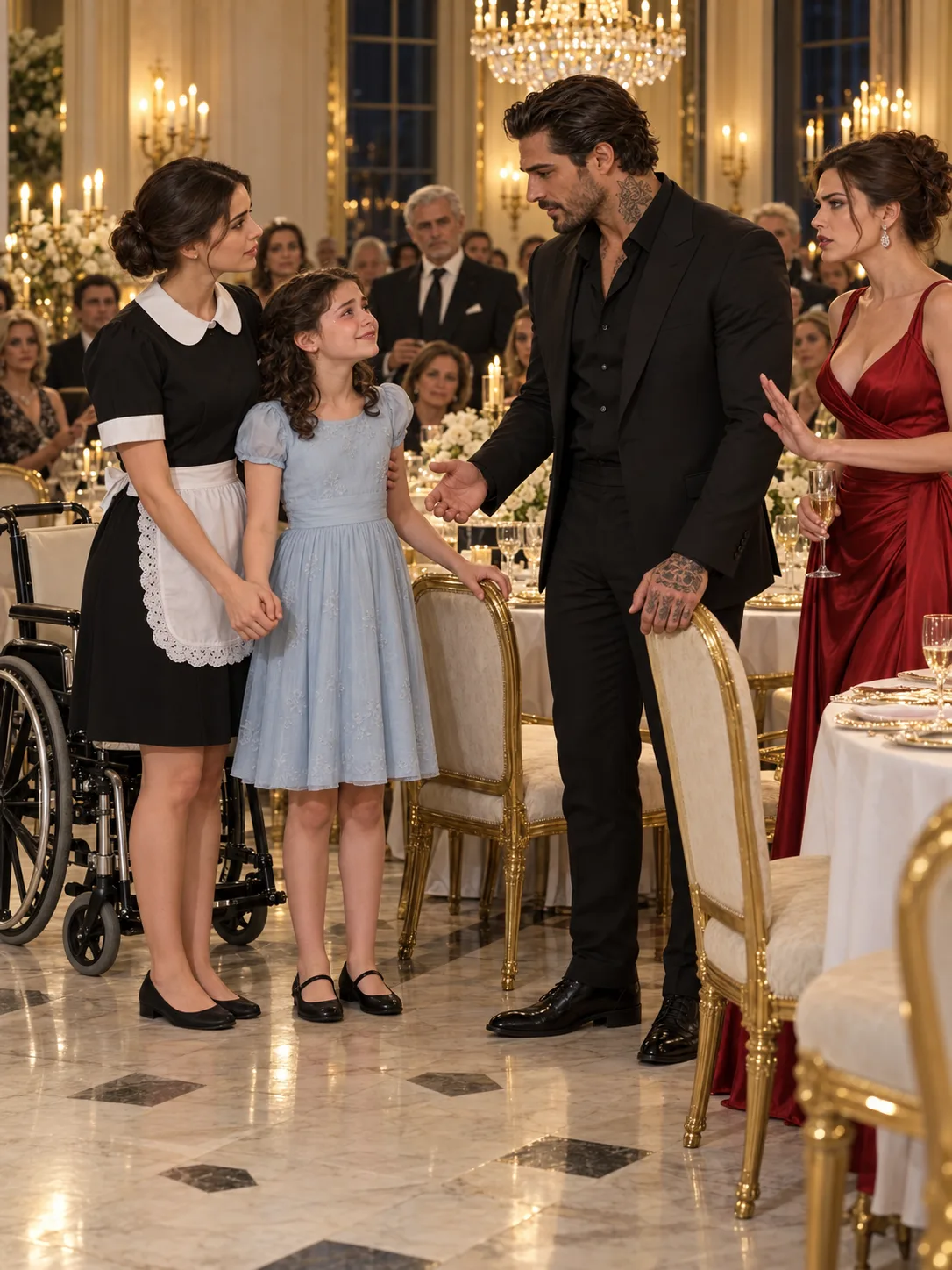 "**“TAKE THOSE SHOES OFF HER, YOU IGNORANT LITTLE MAID! SHE'S NOT GOING ANYWHERE!” THE MAFIA BOSS'S FIANCÉE HUMILIATED HIS 25-YEAR-OLD HOUSEKEEPER FOR HELPING HIS ELEVEN-YEAR-OLD DAUGHTER STAND UP DURING THEIR ENGAGEMENT DINNER—BUT WHEN THE MAID UNDERSTOOD WHAT VANESSA WHISPERED TO AN ITALIAN DOCTOR, LUCA MORETTI PUT DOWN HIS GLASS. “WHY DID YOU TELL HIM MY DAUGHTER WOULD NEVER WALK AGAIN?”**