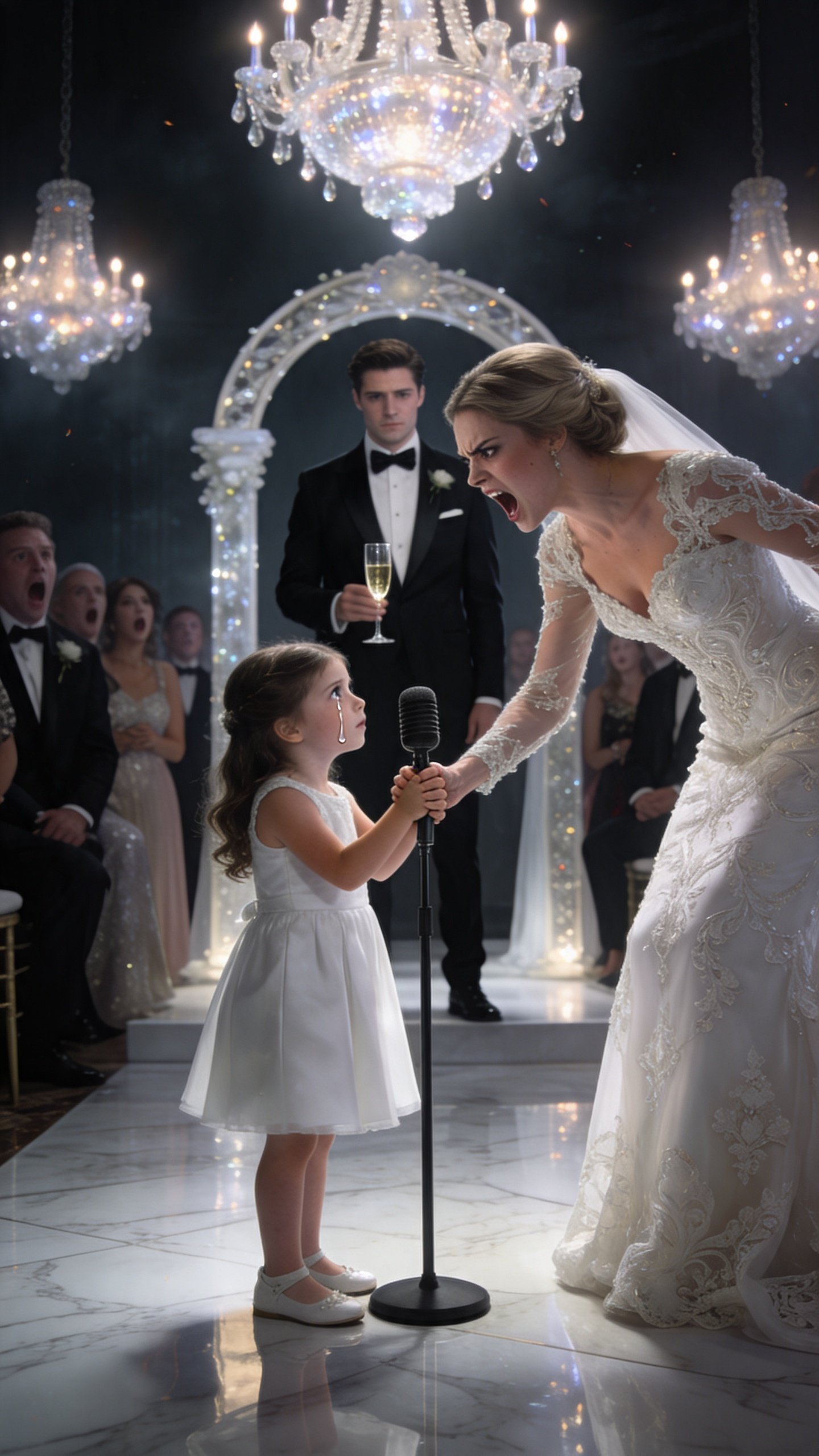 "My bride tried to throw an eight-year-old girl out of our wedding. Seconds later, the child spoke into the microphone and exposed a secret that ruined everything.