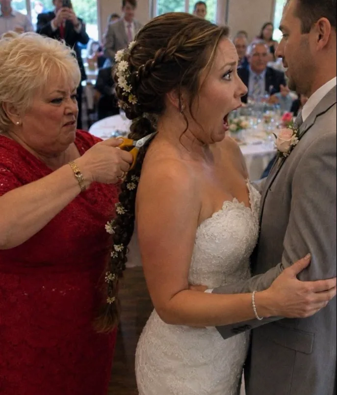 My MIL snuck up behind me at my wedding and cut off my hair, claiming it was a "family tradition" — but my husband's response made her regret what she'd done.