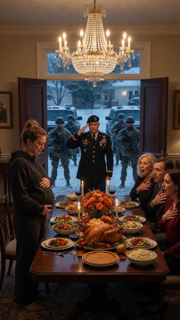 The Pregnant Woman Was Kicked Out Of Thanksgiving Dinner… Until The Army Colonel Saluted Her At The Door