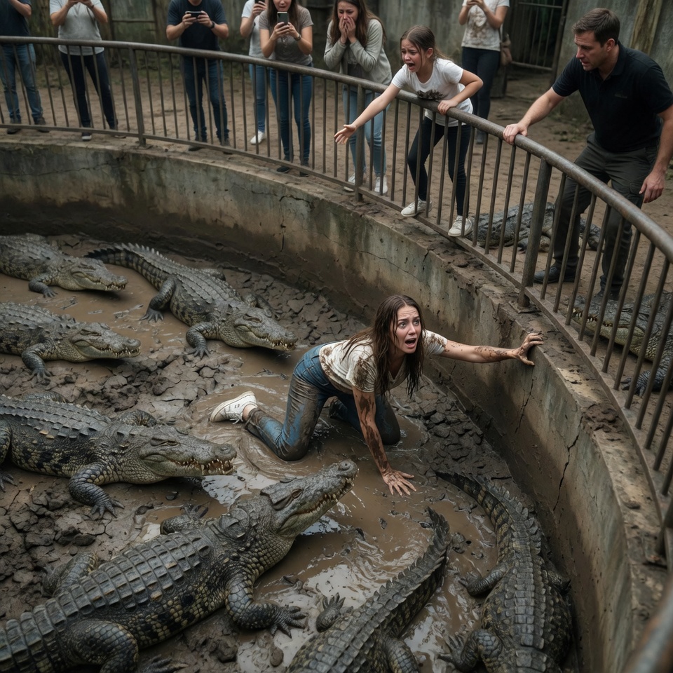 Sua Mãe Caiu no Fosso dos Crocodilos… Ele Suplicou por Ajuda, Mas Ninguém Teve Coragem de Descer