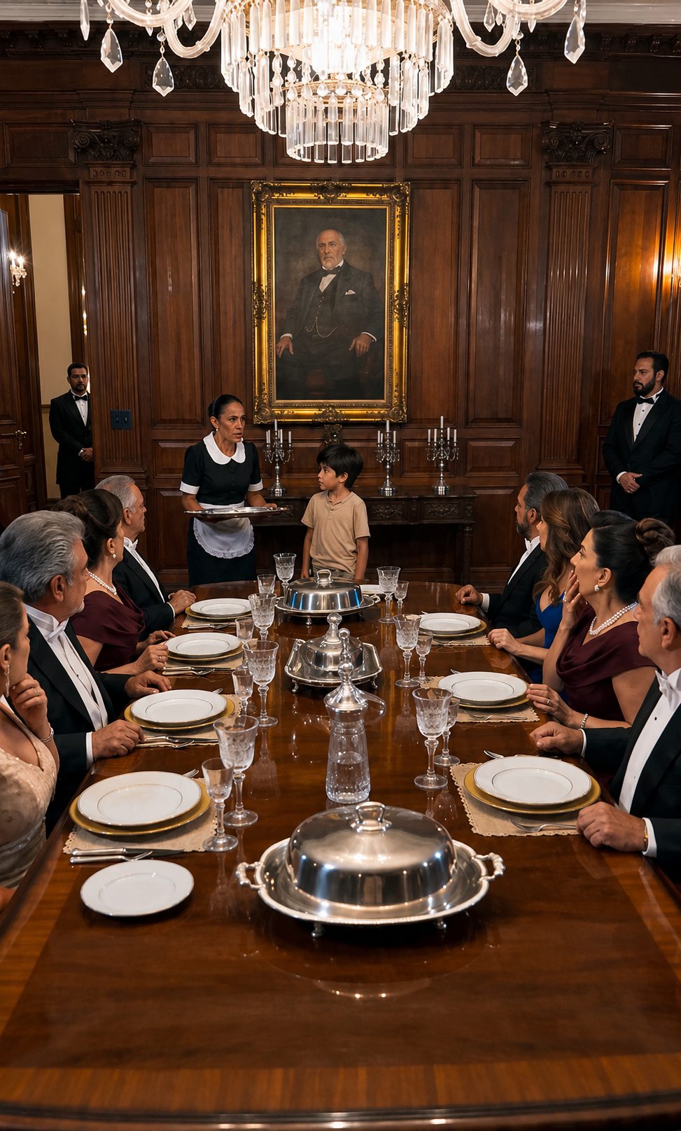 El Hijo De La Criada Entró A La Cena De Los Ricos… Pero Al Señalar Un Retrato Reveló El Secreto Que Enterraron Hace Cinco Años