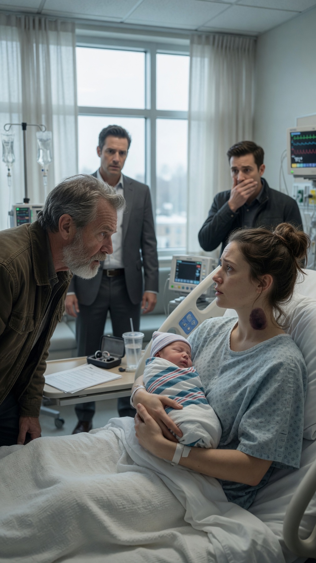 My Husband Smirked At The Bruises On My Neck While I Held Our Newborn… But One Look From My Uncle Made Him Realize He Had Touched The Wrong Woman