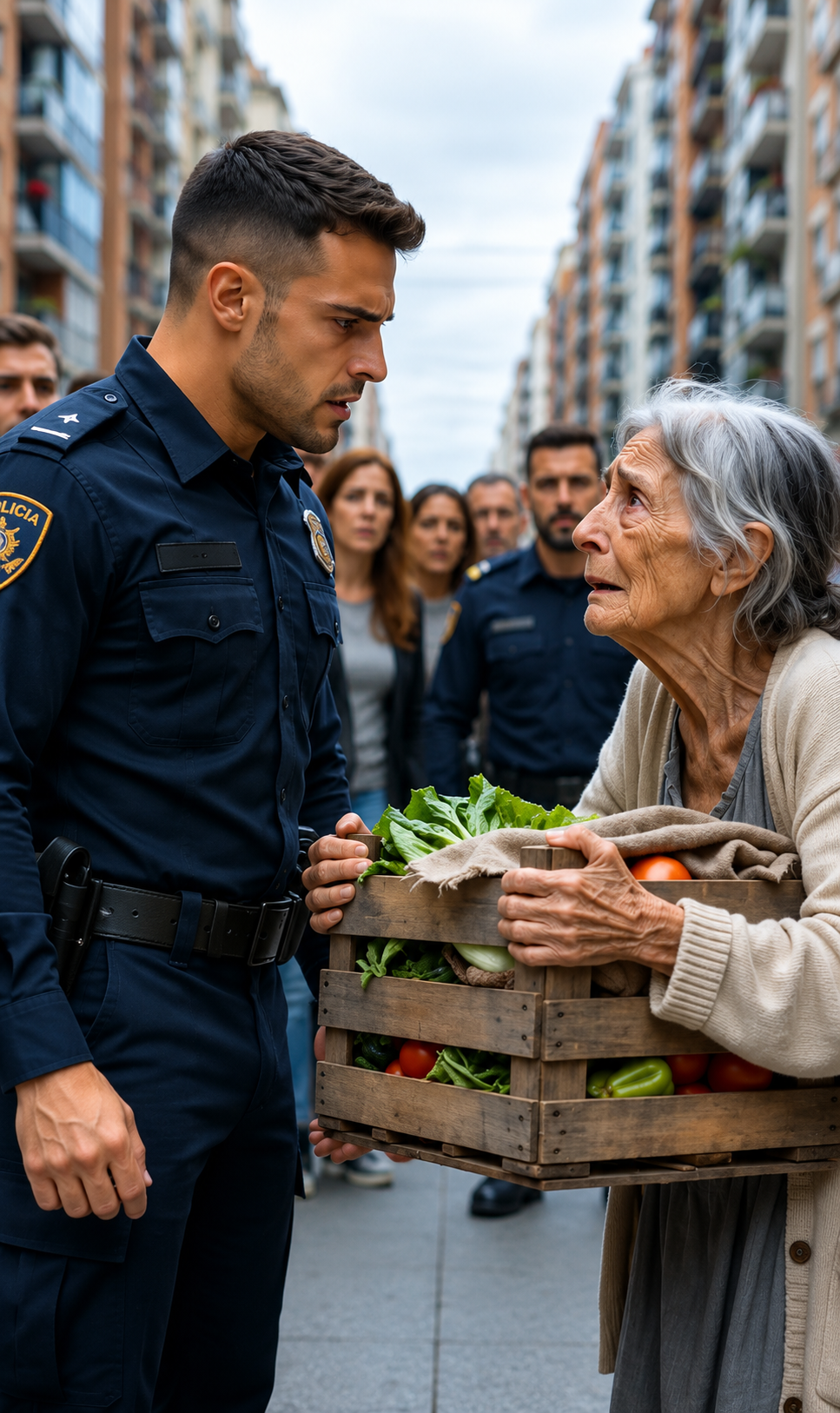 The Police Officer Thought The Elderly Woman Was Causing Trouble… Until He Lifted A Dirty Cloth Inside Her Vegetable Crate And Found The Photograph That Changed His Entire Life
