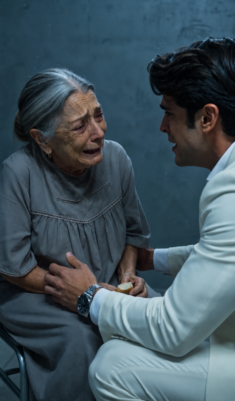 Su Esposa Escondió A Su Madre En La Cocina Durante La Cena Familiar… Pero Cuando Él Vio El Pedazo De Pan, Toda La Mansión Se Quedó En Silencio