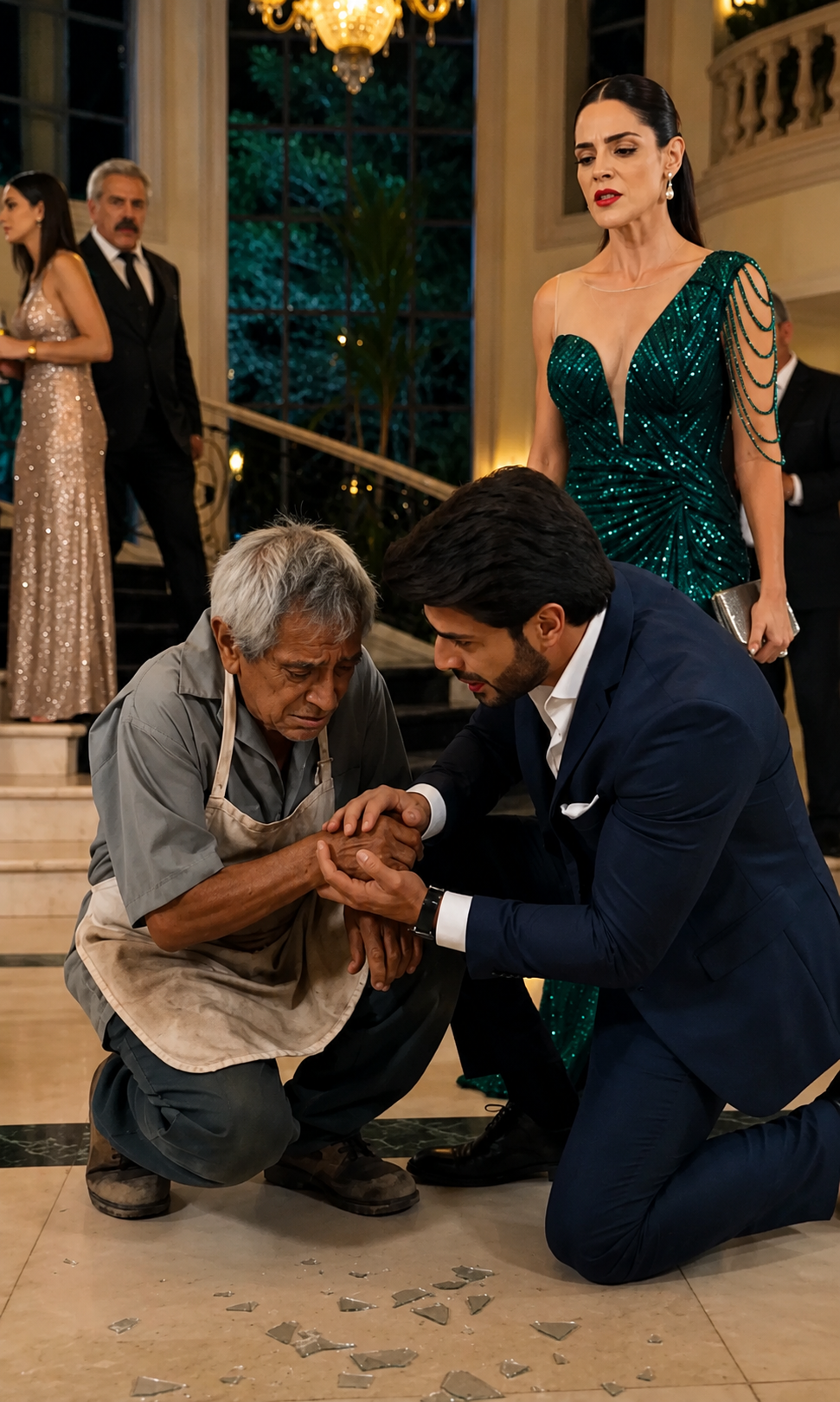 The Rich Woman Forced An Elderly Man To Pick Up Broken Glass On His Knees… But No One Knew He Had Sold Everything He Owned To Build That Mansion
