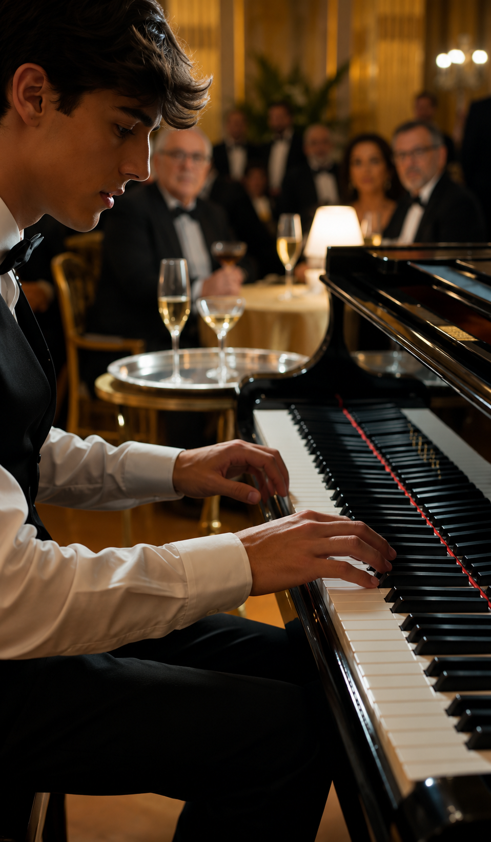 Le Milliardaire Força Un Jeune Serveur À Jouer Du Piano Pour L’Humilier… Mais La Mélodie Interdite Révéla Le Fils De La Sœur Que Sa Famille Avait Effacée