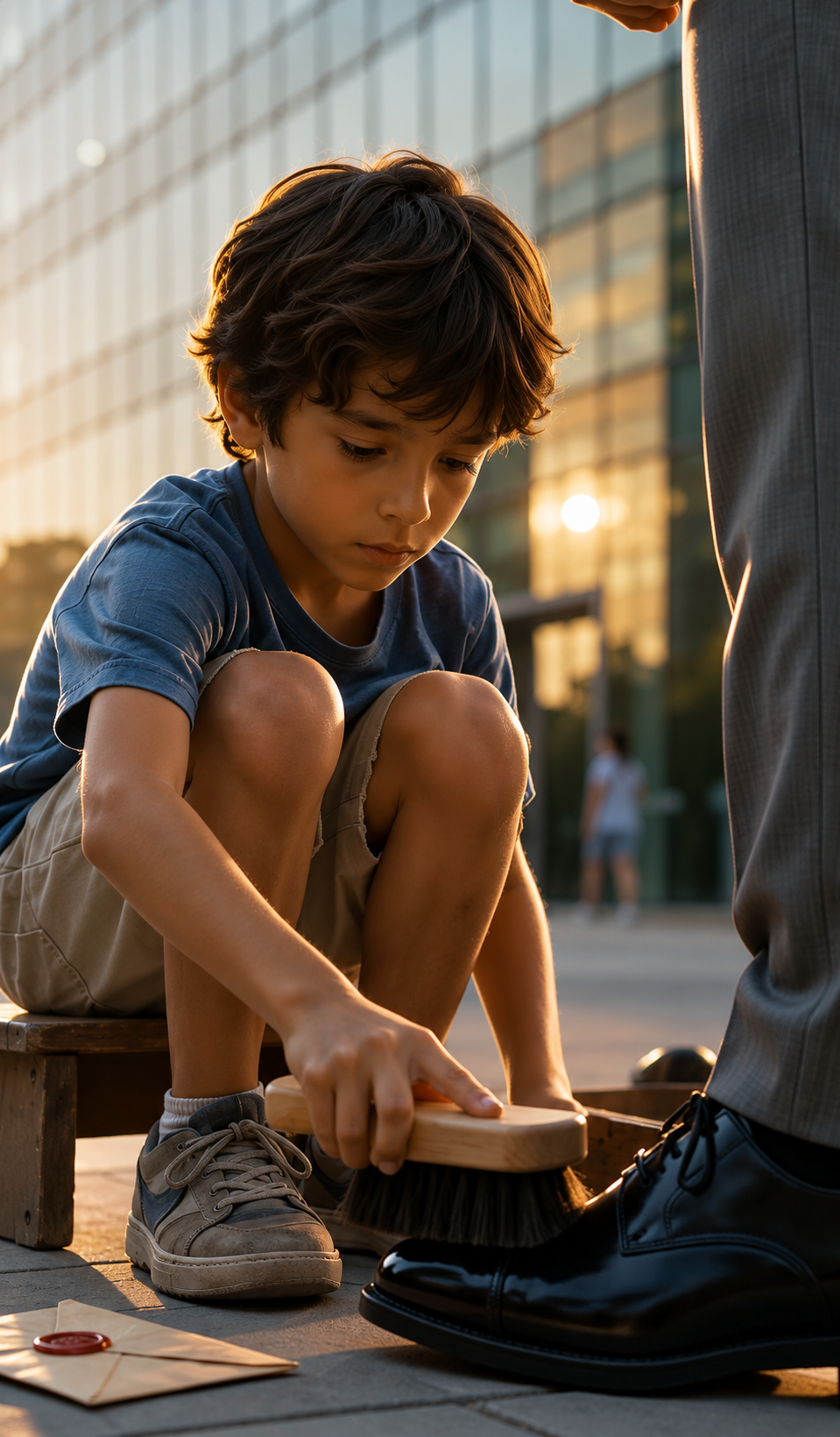 Le Petit Cireur De Chaussures Attendit Toute La Journée Devant Son Bureau… Puis Une Lettre Révéla Qu’Il Était Peut-Être Son Fils
