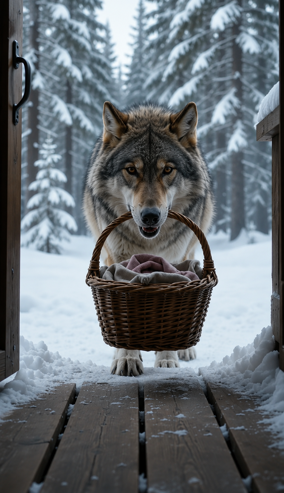 Un Loup Déposa Un Panier Devant La Cabane Du Vieil Homme… Ce Qu’Il Cachait Le Conduisit Jusqu’à Sa Petite-Fille Disparue