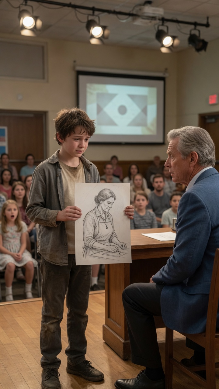 The Poor Boy Was Mocked For His Pencil Drawing… Until The Elderly Judge Recognized The Necklace And Realized He Was Looking At His Lost Daughter