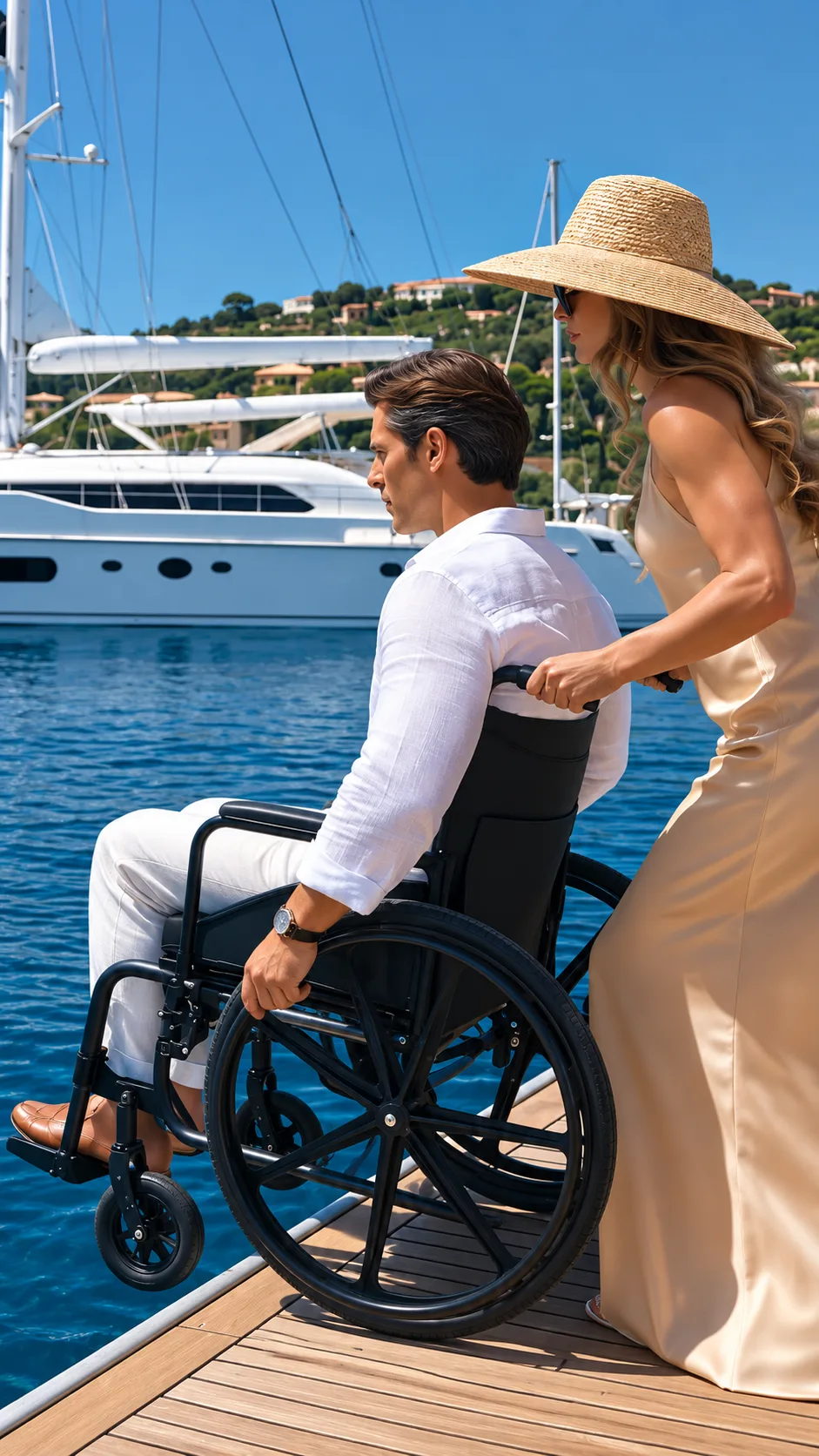 ELLE A POUSSÉ SON MARI EN FAUTEUIL DANS LA MER… MAIS QUELQUES MINUTES PLUS TARD, IL EST REVENU EN MARCHANT ET A DIT UNE PHRASE QUI L’A GLACÉE