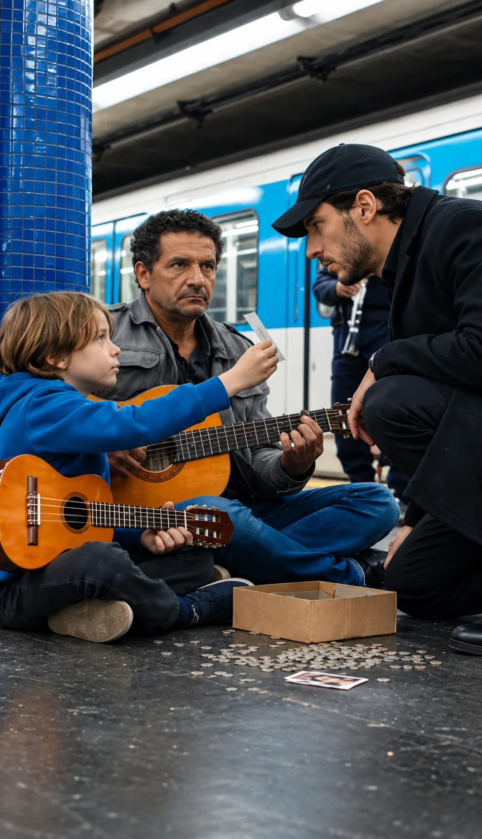 LE PETIT GARÇON JOUAIT DE LA GUITARE DANS LE MÉTRO… PUIS IL A MONTRÉ LA PHOTO DE SA MÈRE À UN INCONNU QUI S’EST IMMÉDIATEMENT MIS À PLEURER