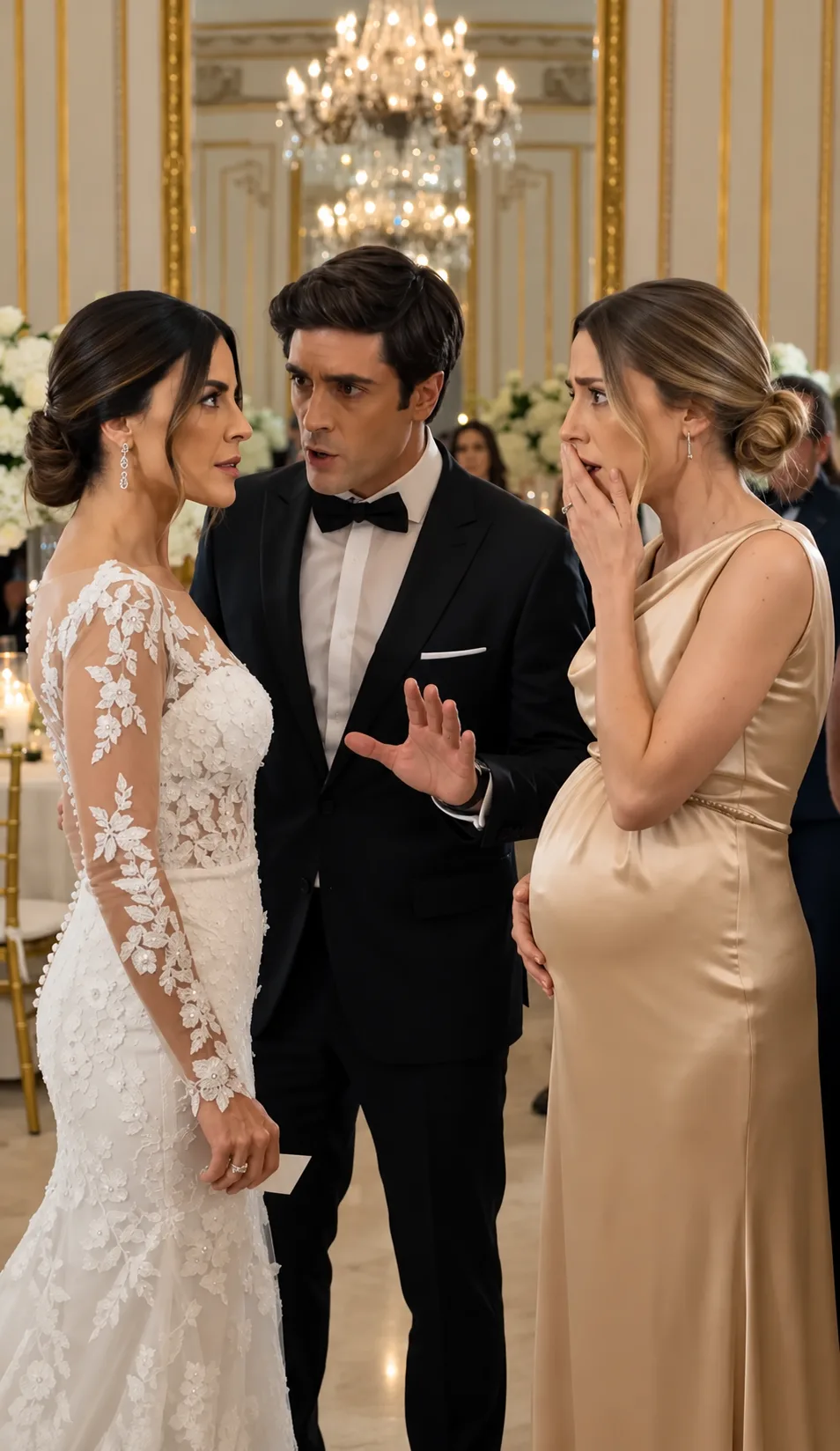 LA NOVIA DESCUBRIÓ QUE SU MEJOR AMIGA ESTABA EMBARAZADA EN PLENA BODA… PERO CUANDO DIJO “18 SEMANAS”, EL NOVIO NO MIRÓ A ELLA: MIRÓ A SU PROPIO PADRE