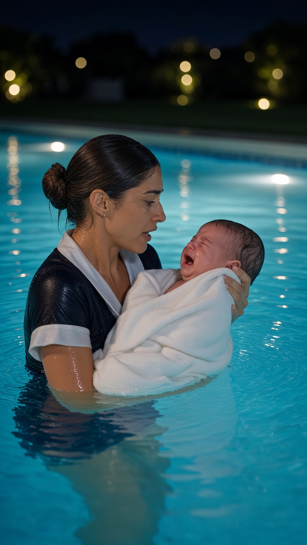LA EMPLEADA SE LANZÓ A LA PISCINA PARA SALVAR AL BEBÉ… PERO LA PROMETIDA DEL MILLONARIO LA ACUSÓ DE HABER SOLTADO EL FRENO; ENTONCES CARMEN SEÑALÓ EL SETO Y DIJO: «ESA CÁMARA LO GRABÓ TODO»