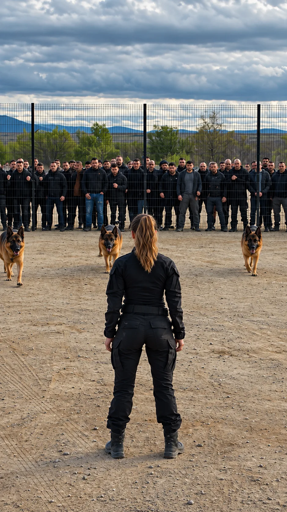 RAFAEL ORDENÓ SOLTAR LOS PERROS CONTRA LUCÍA DELANTE DE TODOS… PERO CUANDO LOS PASTORES ALEMANES LA RODEARON, NINGUNO LA MORDIÓ. SEGUNDOS DESPUÉS, EL MÁS GRANDE SE GIRÓ HACIA LA VALLA Y TODO CAMBIÓ