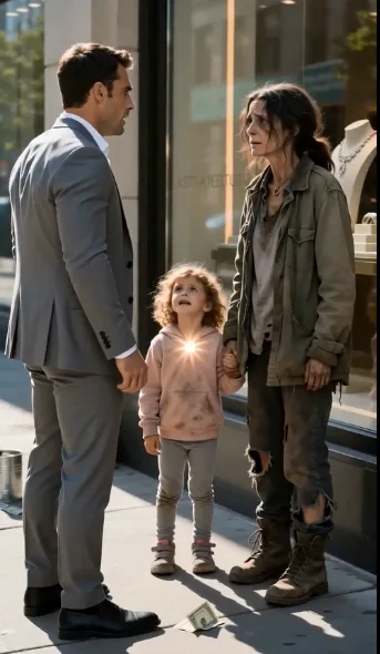 THE MILLIONAIRE DROPPED THE DIAMOND RING WHEN HE SAW THE HOMELESS MOTHER OUTSIDE THE JEWELRY STORE… THEN HE POINTED AT HER NECK AND WHISPERED, “WHERE DID YOU GET THAT?”