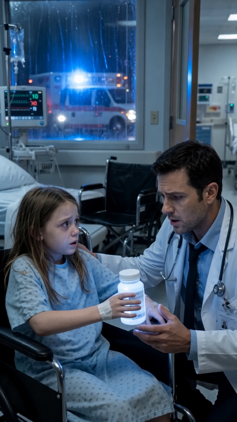 THE DOCTOR HANDED THE SICK LITTLE GIRL HER MEDICINE… BUT SHE PUSHED THE BOTTLE AWAY AND WHISPERED, “THAT’S NOT THE ONE MOM GIVES ME.” THEN HE LOOKED AT THE LABEL AND CALLED SECURITY