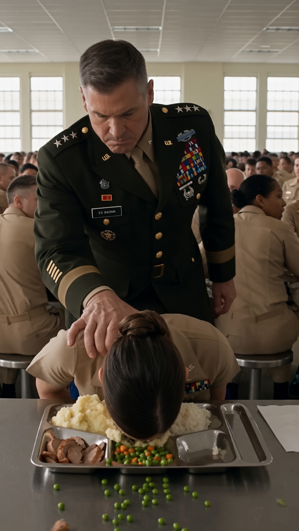 THE GENERAL SLAMMED HER FACE INTO A LUNCH TRAY—THEN SHE HELD UP A SILVER EAGLE AND THE ENTIRE MESS HALL WENT SILENT