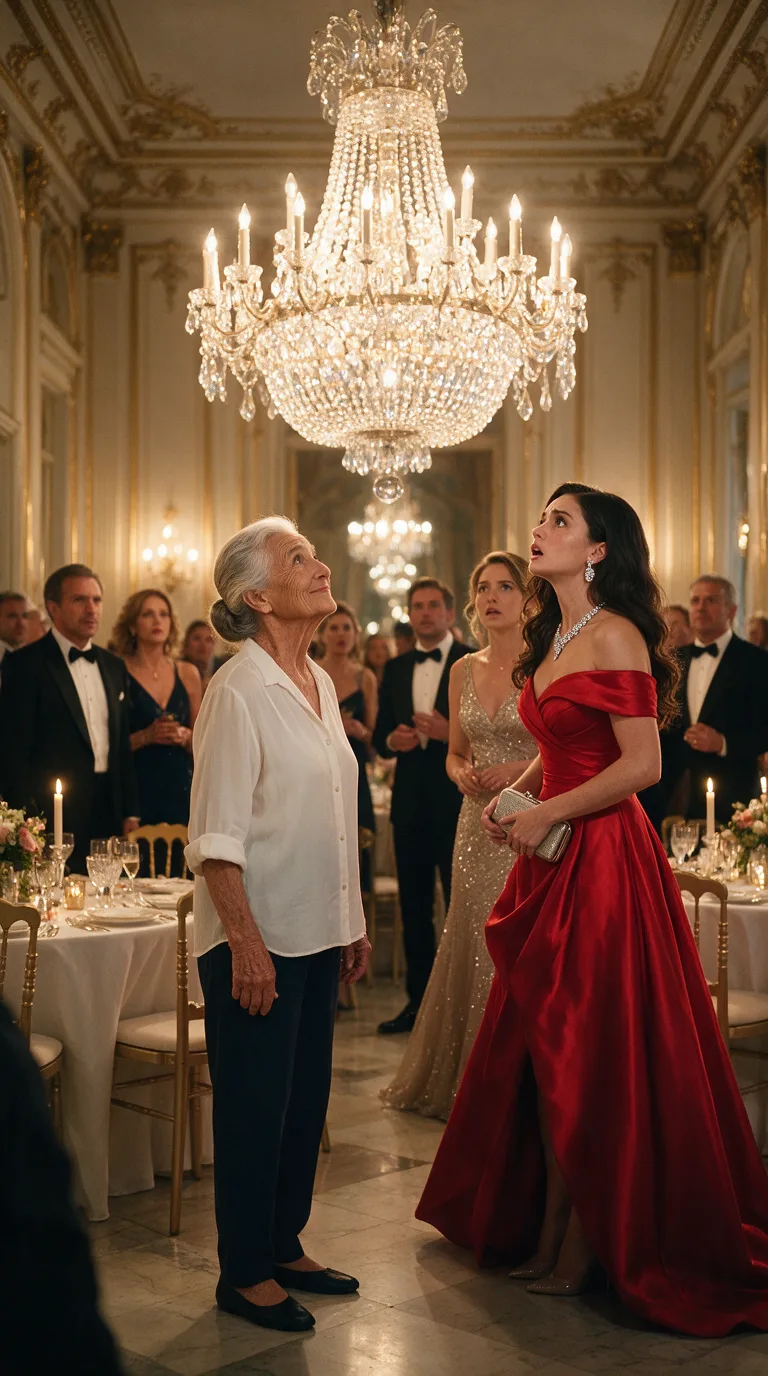 ILS ONT HUMILIÉ LA VIEILLE FEMME EN LA PRENANT POUR UNE SERVANTE… MAIS QUAND ELLE A REGARDÉ LE LUSTRE CENTRAL, LA MAÎTRESSE DU GALA A PÂLI
