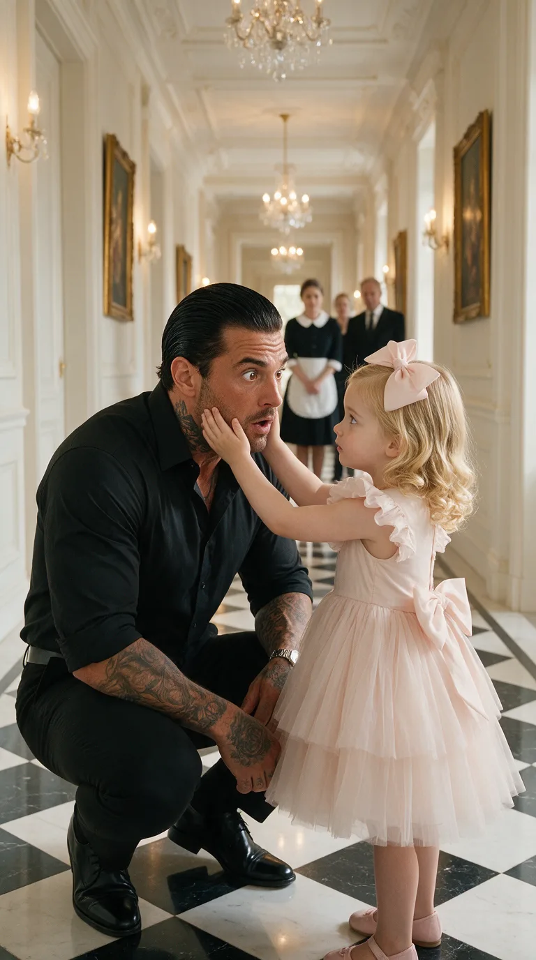 LE PARRAIN LE PLUS REDOUTÉ S’EST MIS À GENOUX DEVANT UNE PETITE FILLE EN ROSE… MAIS QUAND ELLE A POSÉ SES MAINS SUR SON VISAGE ET MURMURÉ « TU ES MON PAPA », IL EST RESTÉ PARALYSÉ