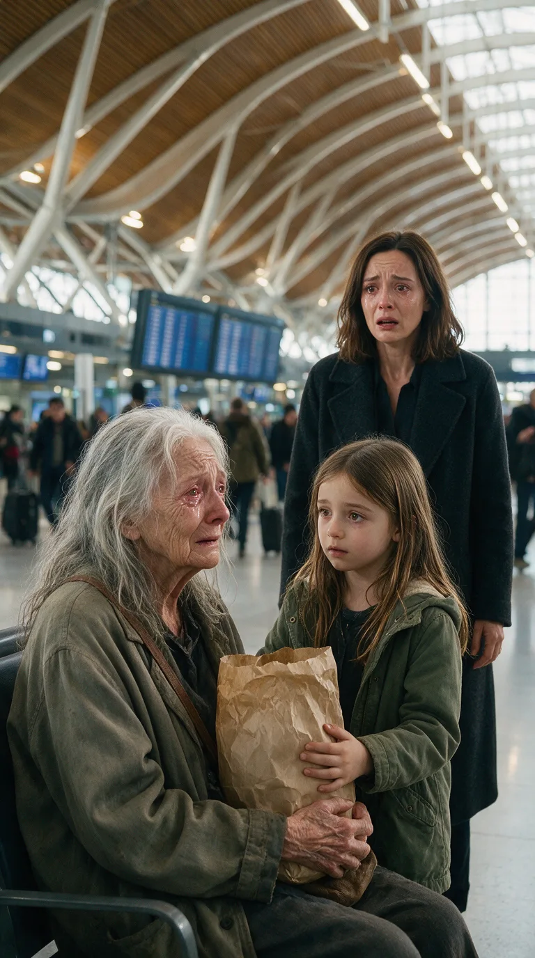 UNE PETITE FILLE A DONNÉ SON REPAS À UNE VIEILLE FEMME ABANDONNÉE DANS UNE GARE… MAIS QUAND SA MÈRE A VU LE VISAGE DE L’INCONNUE, ELLE S’EST EFFONDRÉE EN MURMURANT : « NON… CE N’EST PAS POSSIBLE ! »