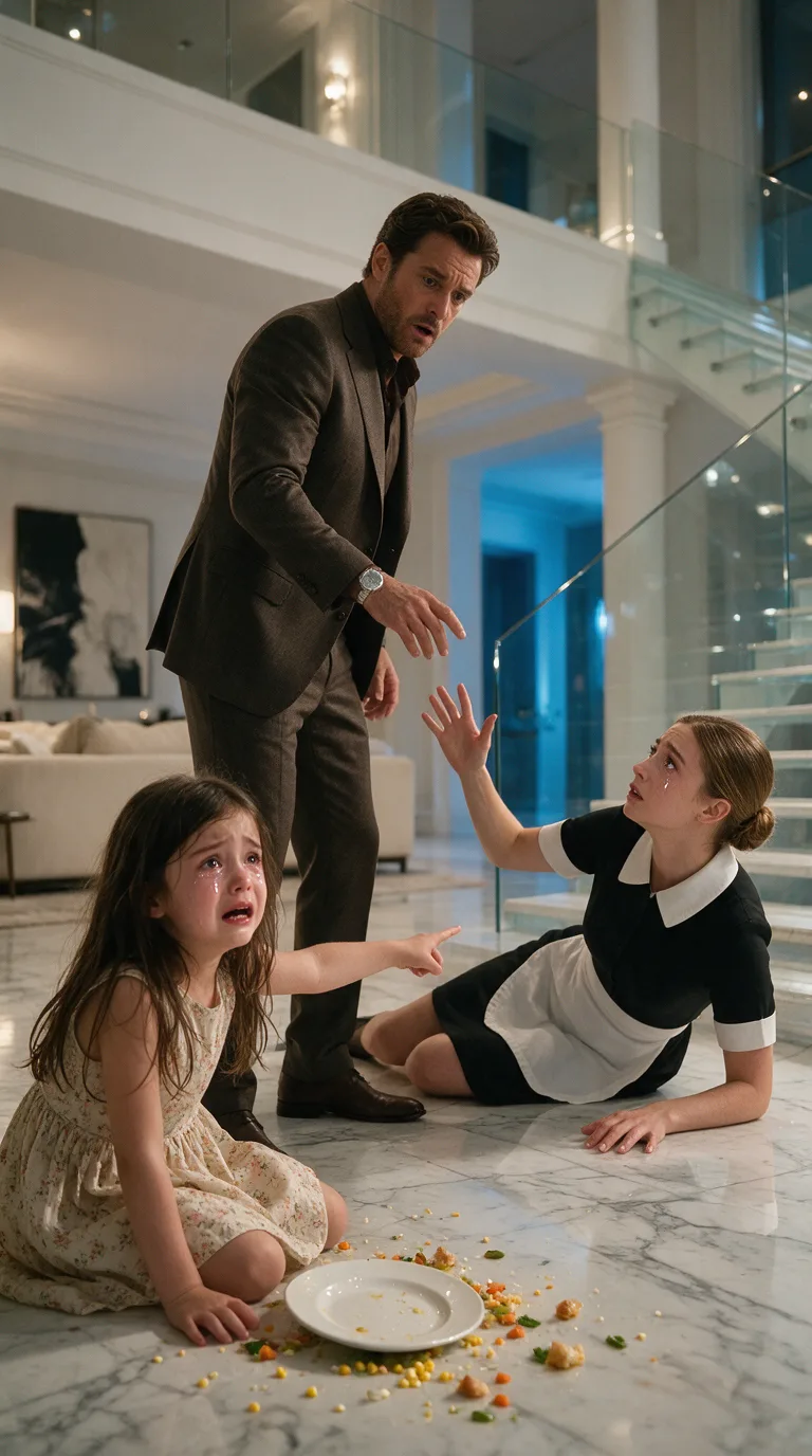 « PAPA… TU TE TROMPES DE PERSONNE ! » — UN MILLIONNAIRE A ACCUSÉ SA FEMME DE MÉNAGE D'AVOIR FAIT PLEURER SA FILLE ET L'A FAIT TOMBER… MAIS QUAND LA PETITE A RÉVÉLÉ LA VÉRITÉ, IL S'EST EFFONDRÉ !
