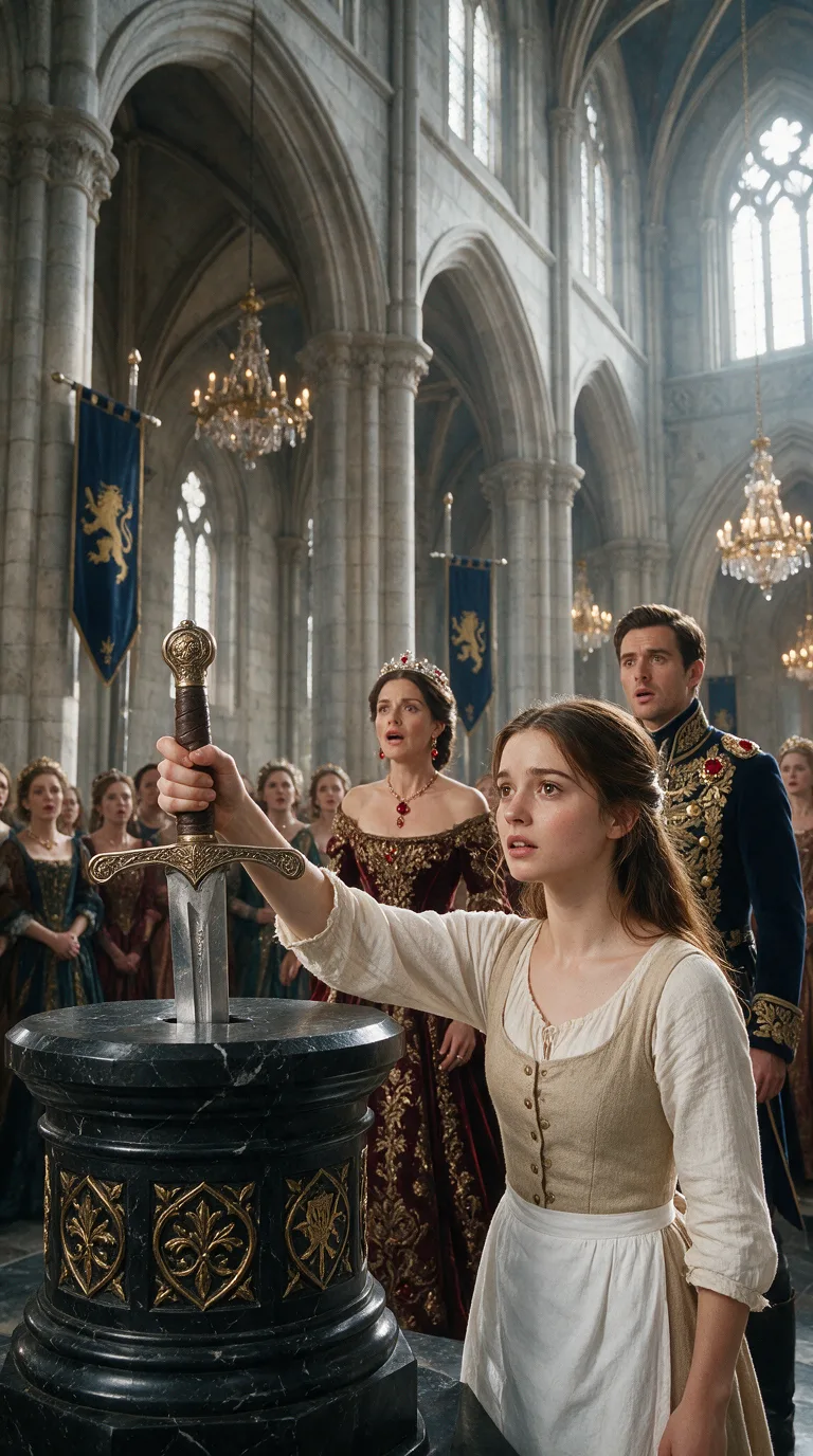 « ATTENDEZ… QUI ÊTES-VOUS VRAIMENT ? » — LES FEMMES LES PLUS PUISSANTES DU ROYAUME ONT ÉCHOUÉ À RETIRER L'ÉPÉE ROYALE… MAIS QUAND UNE SIMPLE SERVANTE L'A TOUCHÉE, LE PRINCE ADRIAN EST RESTÉ SANS VOIX !