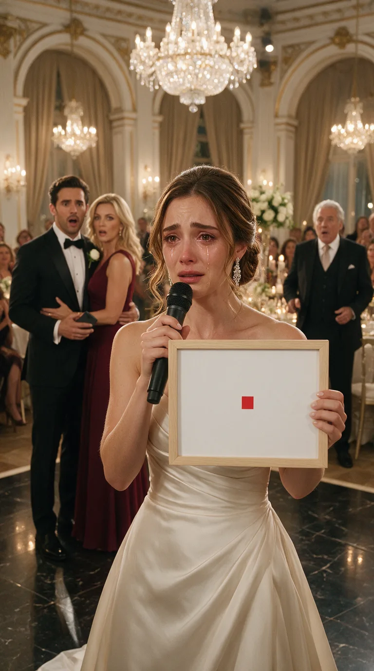 «Y TODAVÍA NO SABÉIS LO PEOR», DIJO LA NOVIA ENTRE LÁGRIMAS AL VER A SU MARIDO BAILANDO CON OTRA MUJER… PERO CUANDO LEVANTÓ UN MARCO CON UN PEQUEÑO CUADRADO ROJO, EL PADRE DEL NOVIO SE QUEDÓ SIN PALABRAS Y TODA LA BODA ENMUDECIÓ