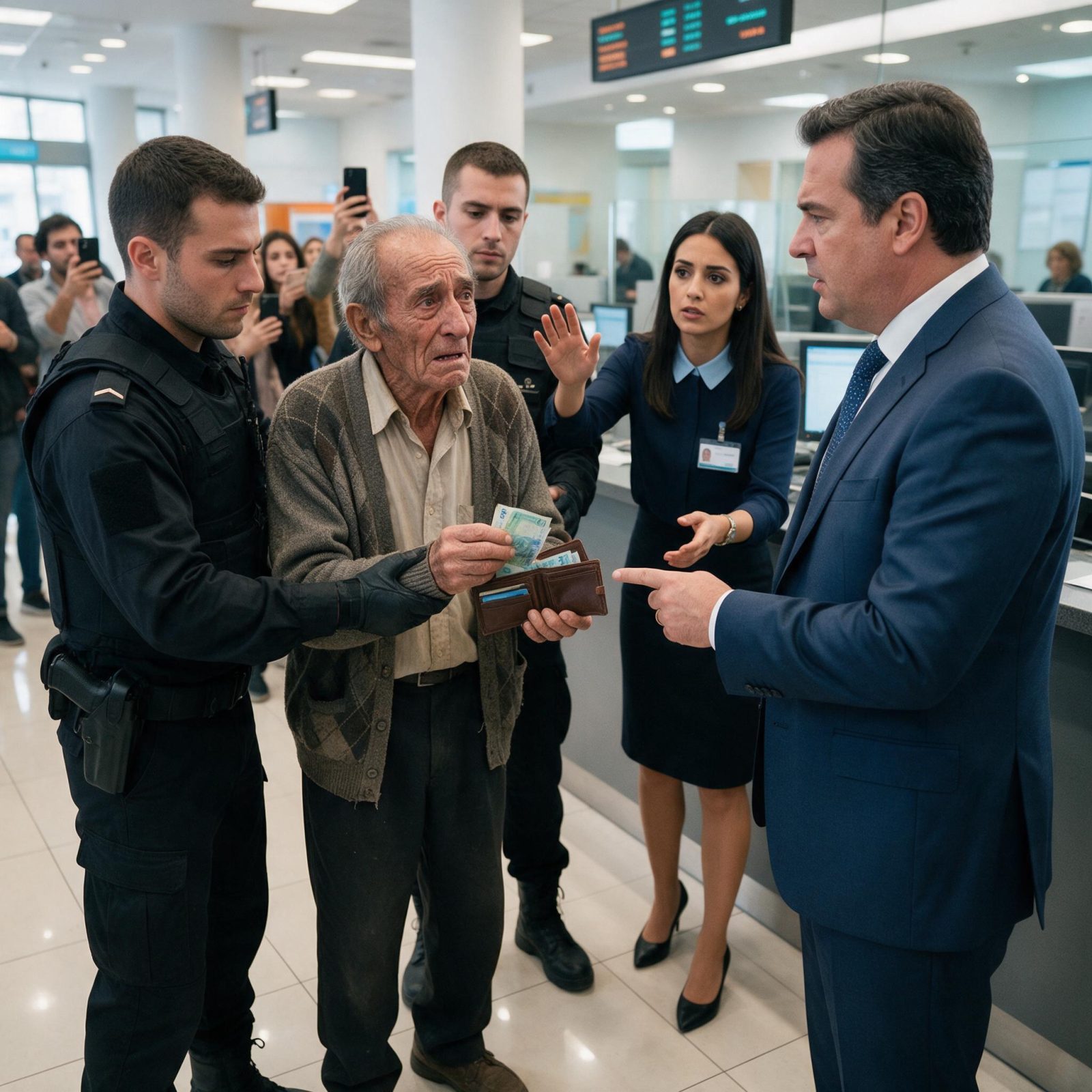 EL EMPRESARIO ACUSÓ AL ANCIANO DE ROBARLE DELANTE DE TODO EL BANCO… PERO LA EMPLEADA GRITÓ: «LA CÁMARA MUESTRA QUIÉN ABRIÓ EL SOBRE, Y NO FUE ÉL»