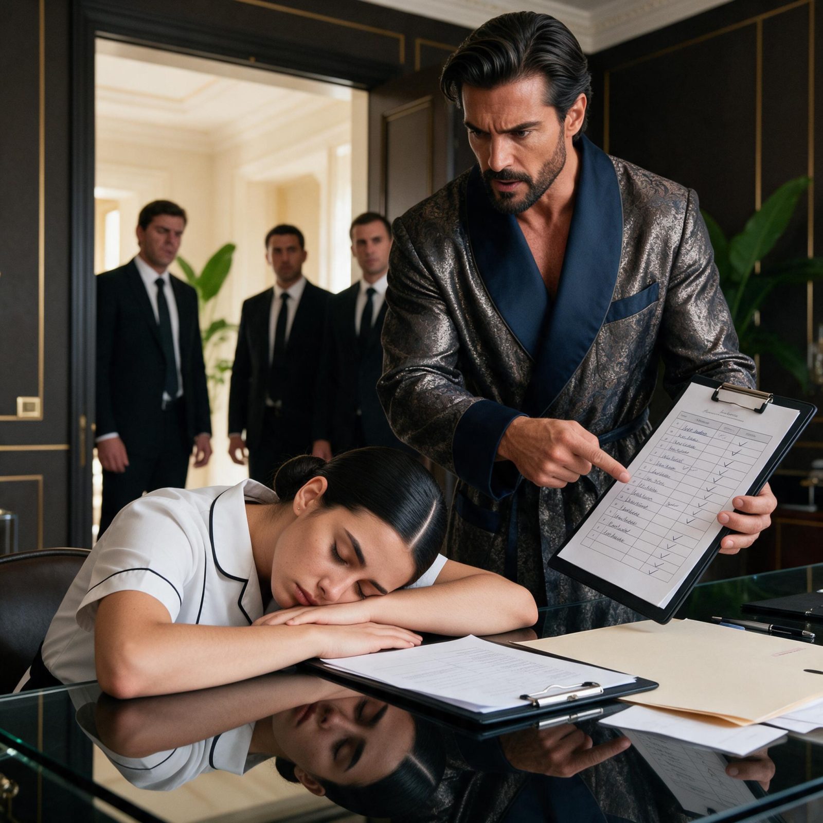 EL MILLONARIO ENCONTRÓ A SU EMPLEADA DORMIDA SOBRE EL ESCRITORIO… PERO AL LEER LA LISTA DE TAREAS DIJO: «QUE NADIE LA DESPIERTE; QUIERO SABER QUIÉN LA OBLIGÓ A HACER EL TRABAJO DE TODOS»