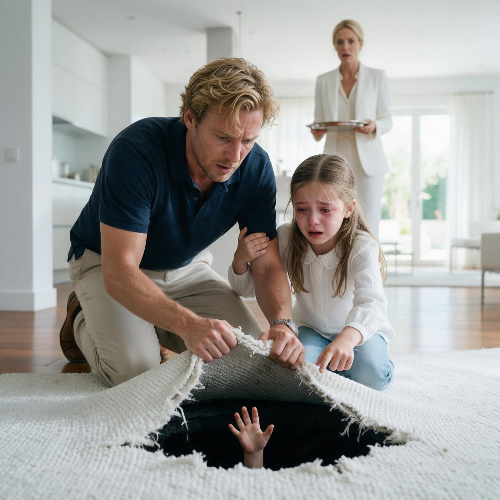 LA PETITE FILLE DISAIT QUE SON FRÈRE PLEURAIT SOUS LE PLANCHER… PUIS UNE MAIN EST SORTIE DU TROU NOIR
